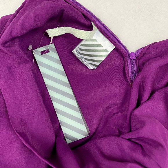 Auc NWT Off-White "Floral Print Here" Asymmetric Crepe De Chine Dress - Picture 12 of 17